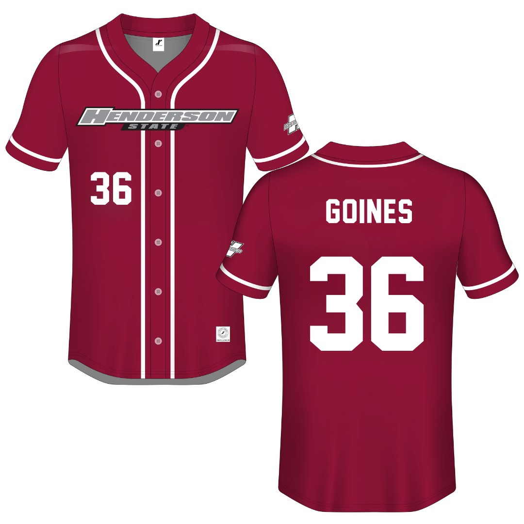 Henderson State University Red Button-Down Jersey - #36 Dawson Goines