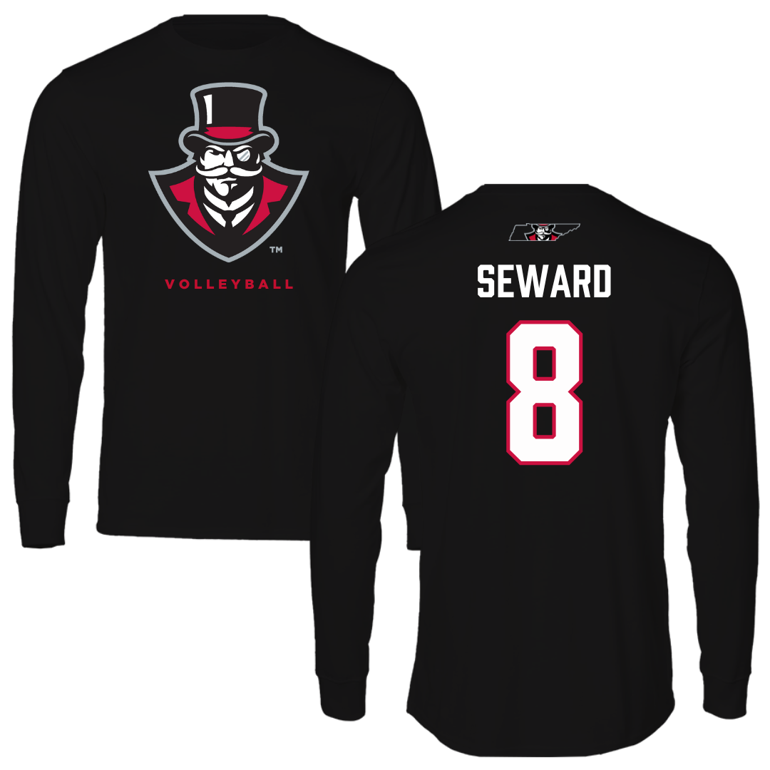 Austin Peay State University Volleyball Black Mascot Performance Long Sleeve - #8 Jamie Seward