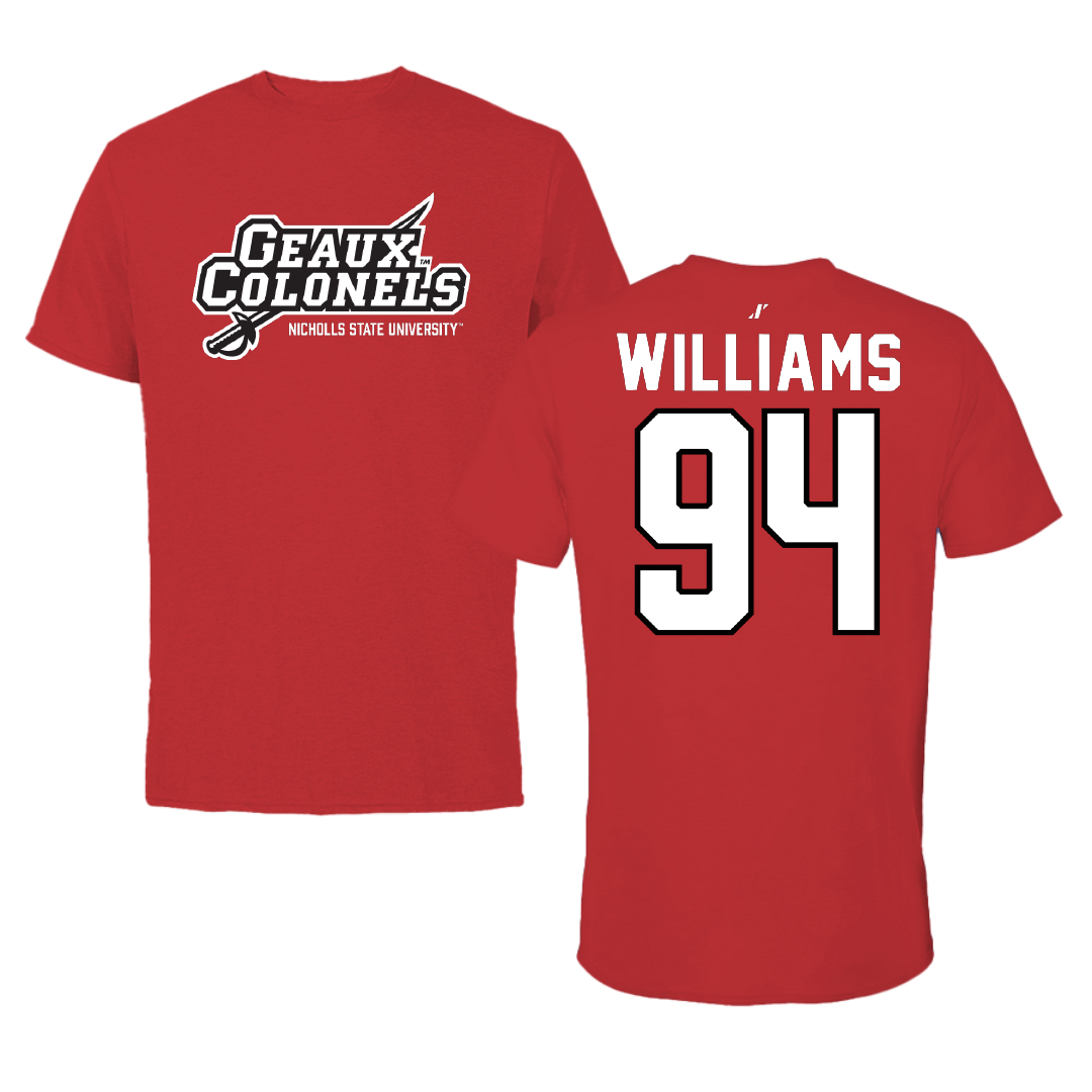 Nicholls State University Football Red General Tee - #94 Nick Williams