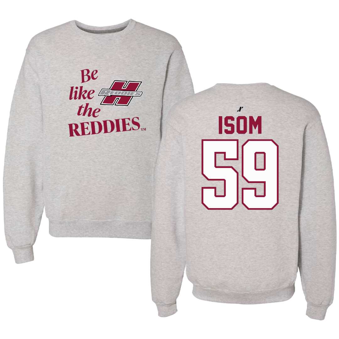 Henderson State University Football Light Gray Be Like Us Crewneck - #59 Alexander Isom