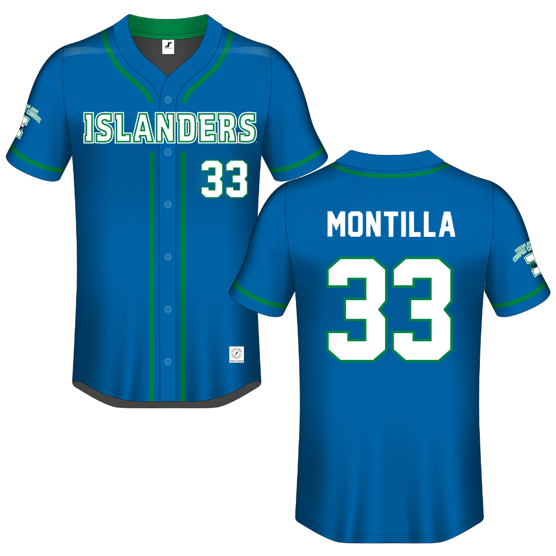 Texas A&M University-Corpus Christi Blue Button-Down Jersey - #33 Monee Montilla