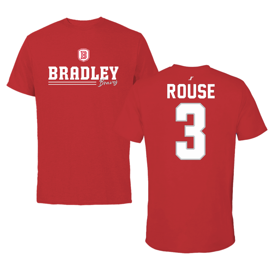 Bradley University Basketball Red General Performance Tee - #3 Alex Rouse