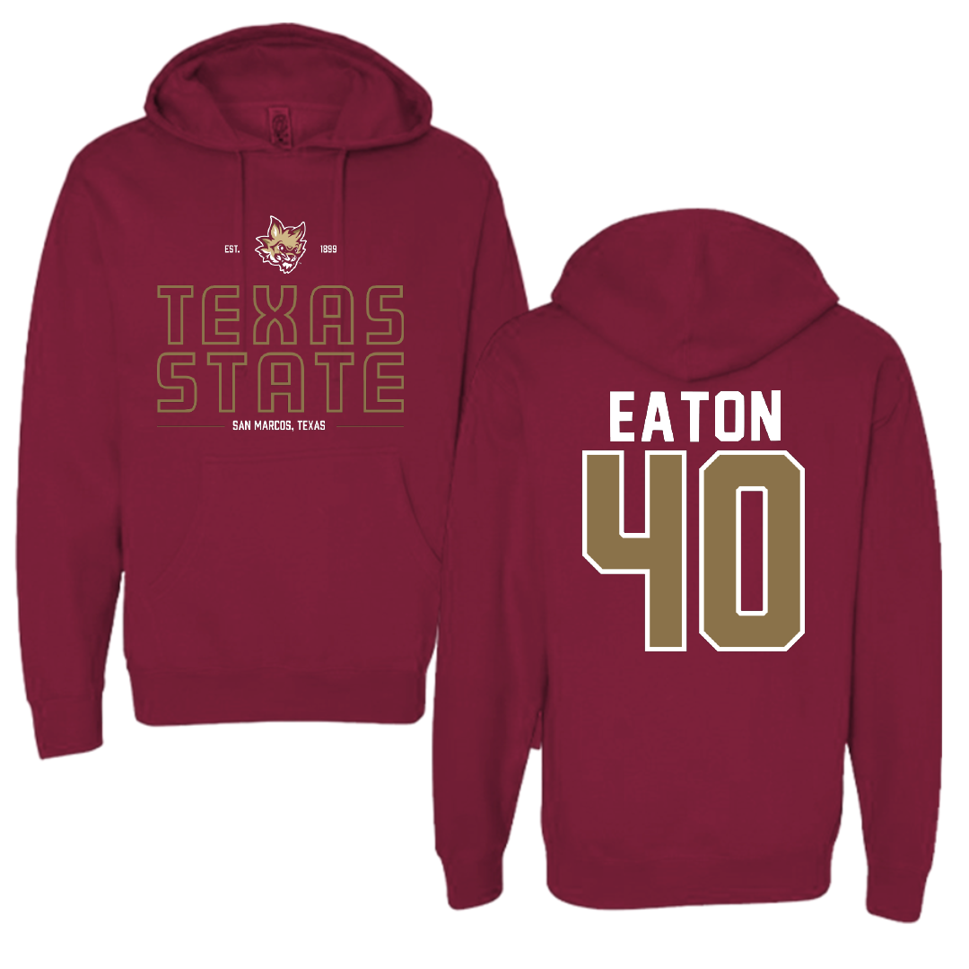 Texas State University Baseball Maroon General Hoodie - #40 Austin Eaton