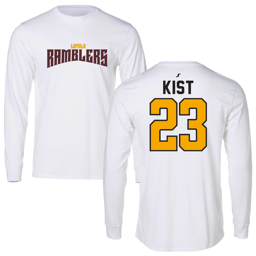 Loyola University-Chicago Soccer White Classic Performance Long Sleeve - #23 Kameron Kist