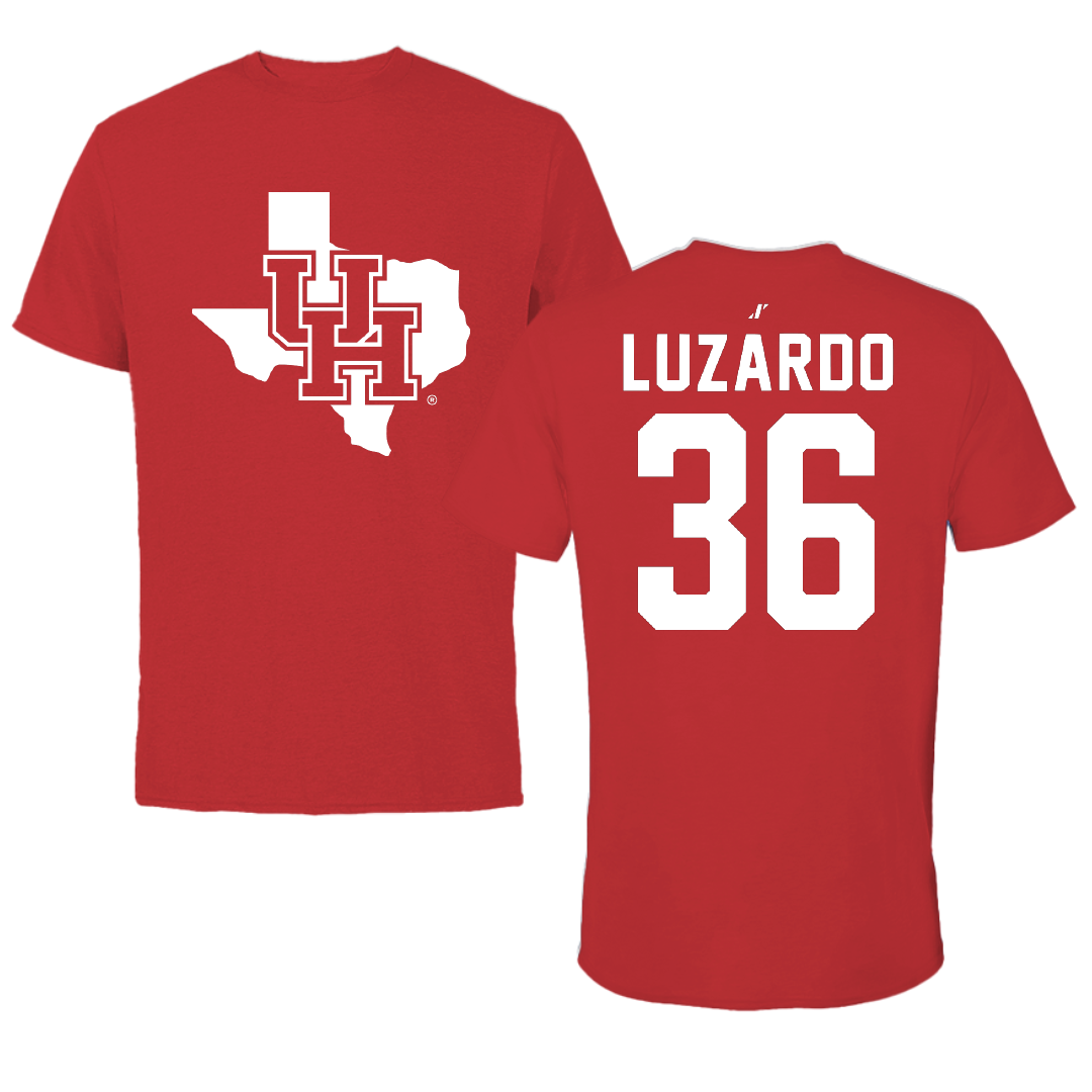 University of Houston Baseball Red State Tee - #36 Diego Luzardo
