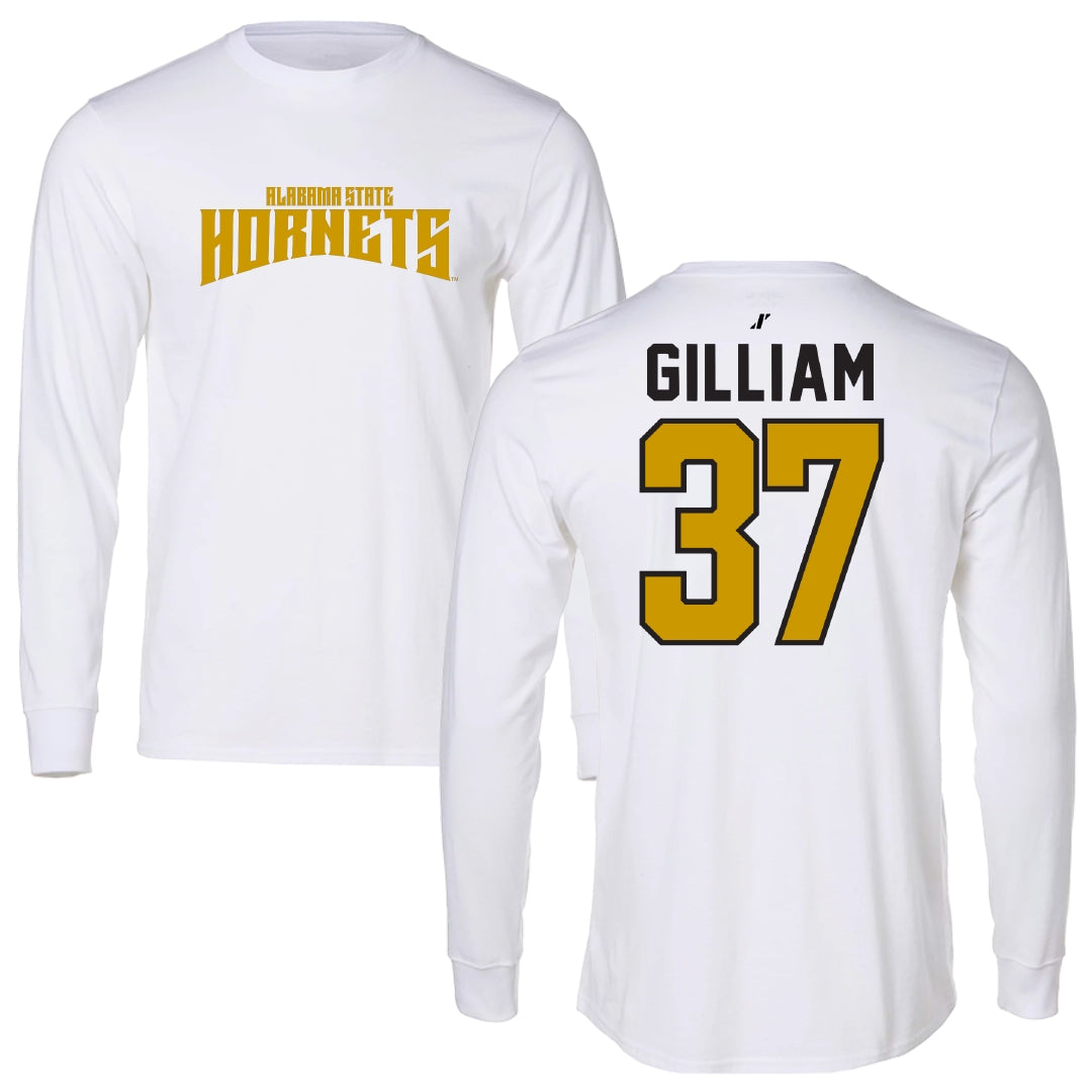 Alabama State University Football White Classic Long Sleeve - #37 Brandon Gilliam