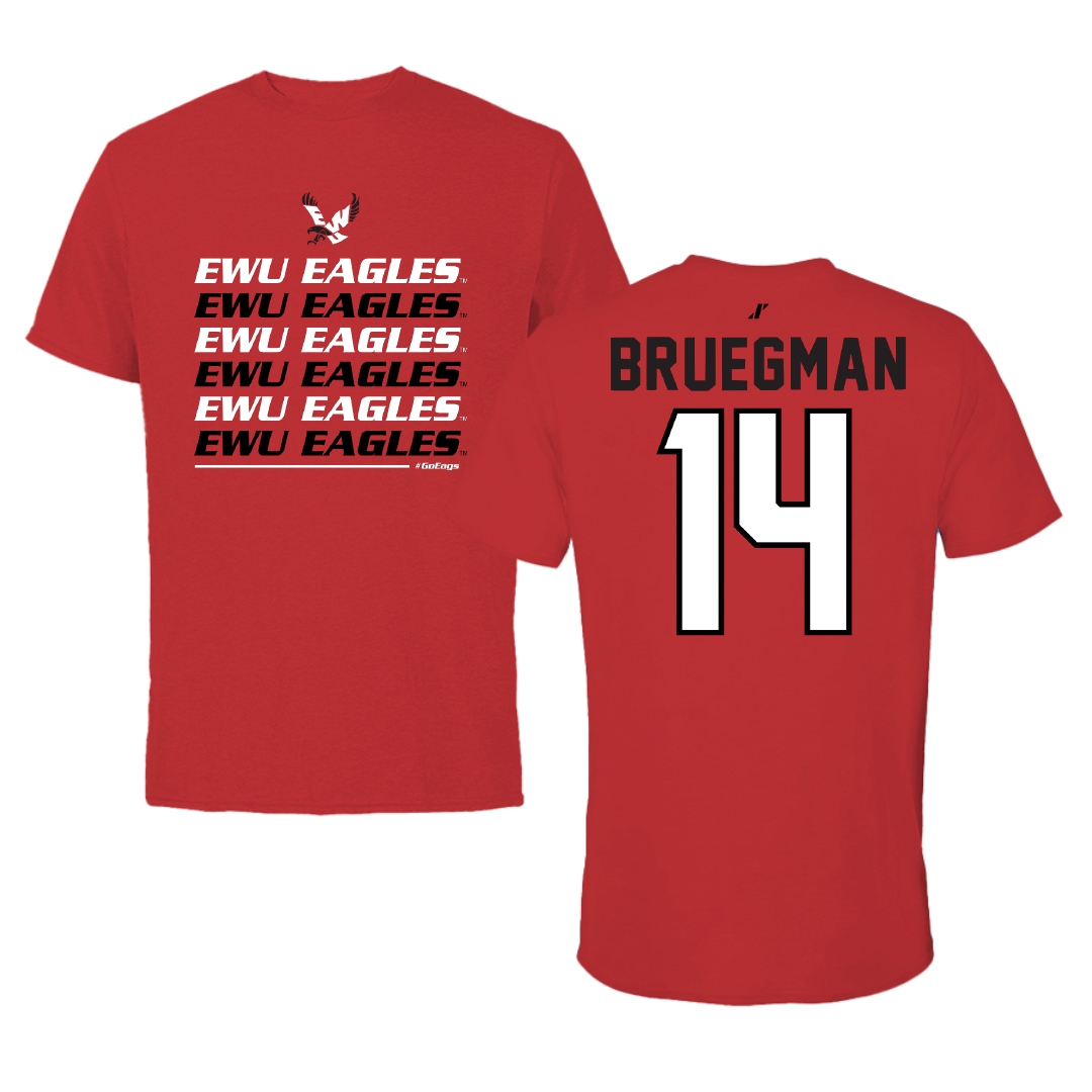 Eastern Washington University Volleyball Red General Performance Tee - #14 Elle Bruegman