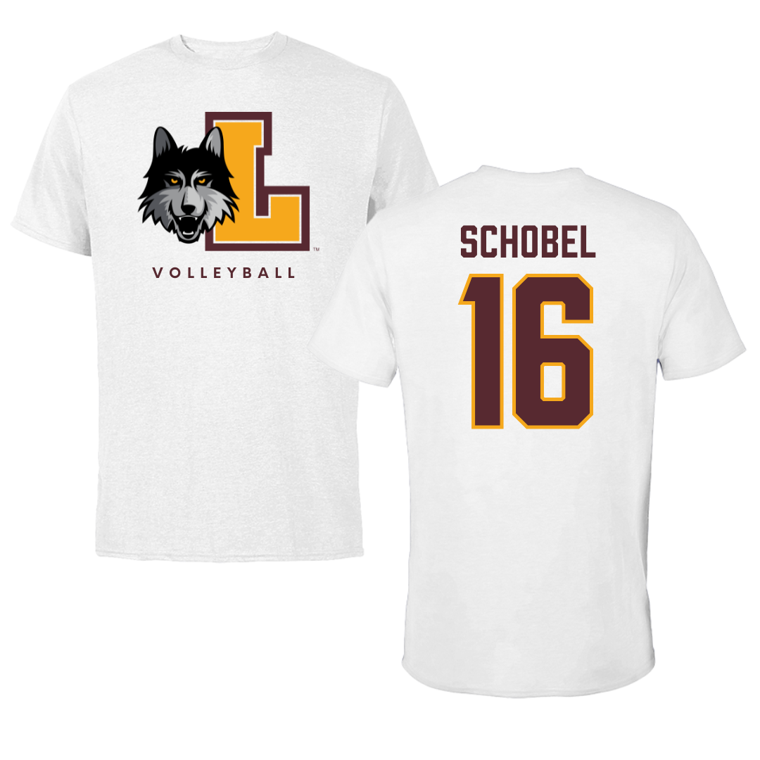 Loyola University-Chicago Volleyball White Tee - #16 Cole Schobel