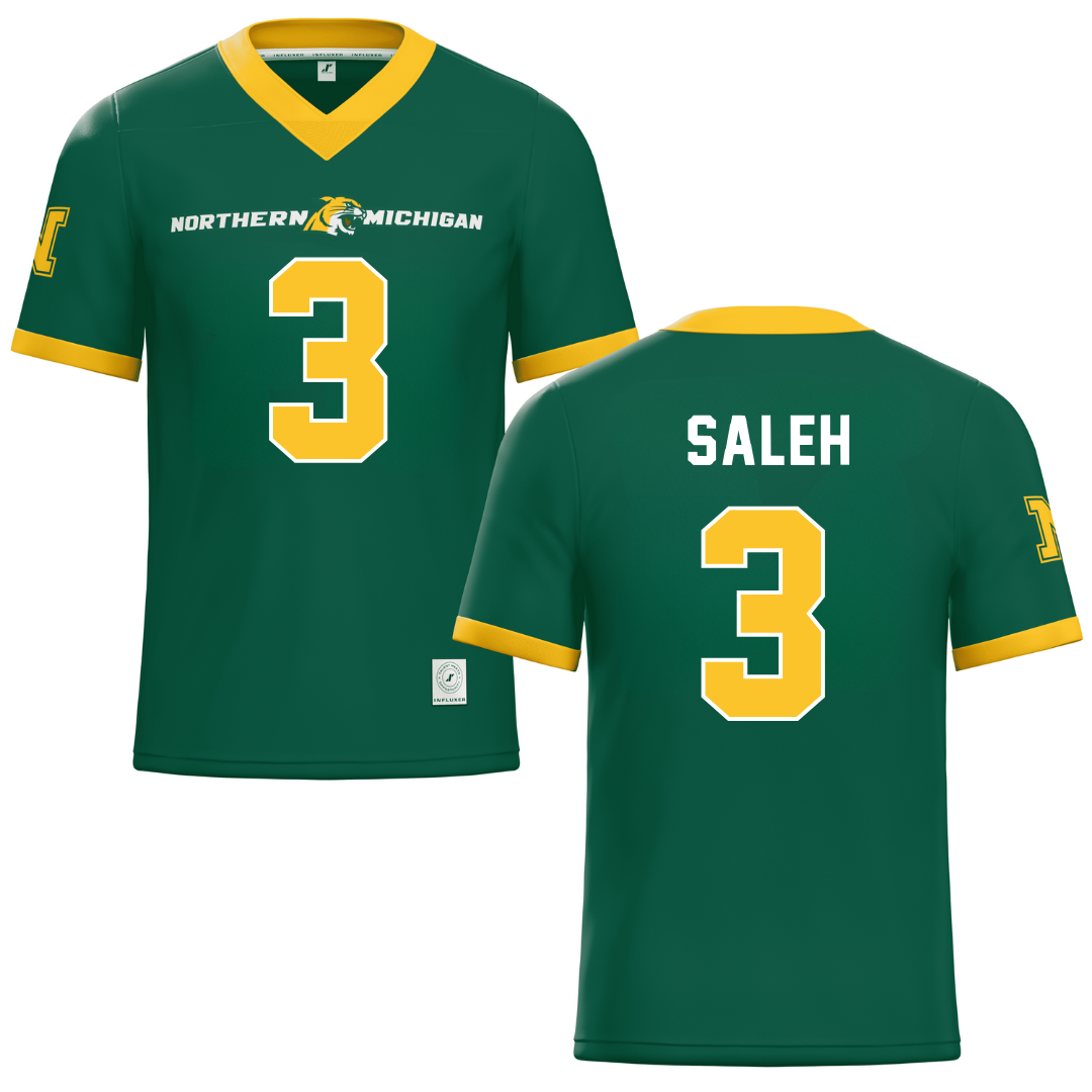 Northern Michigan University Green Football Jersey - #3 Adam Saleh