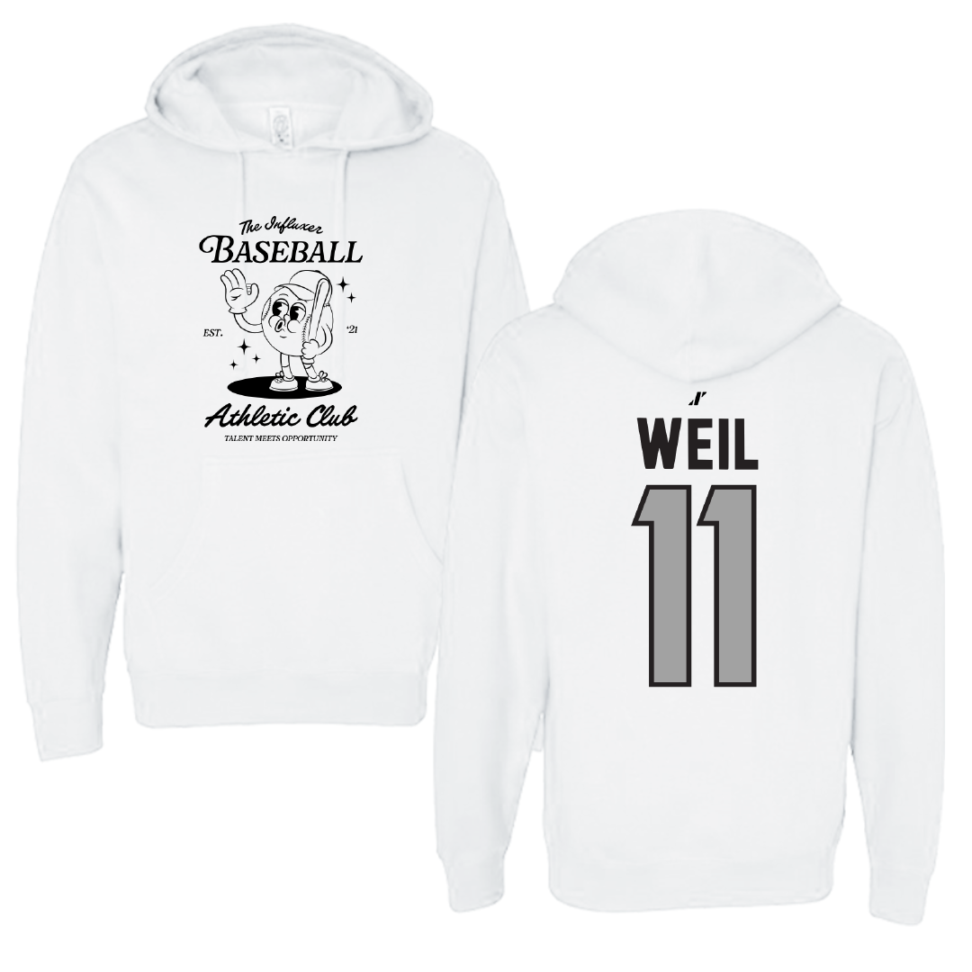 Baseball White Influxer Athletic Club Hoodie - #11 Kameron Weil