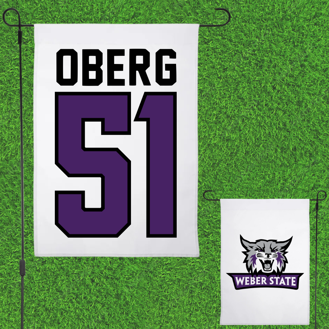Weber State University Football White Garden Flag - #51 Ashden Oberg