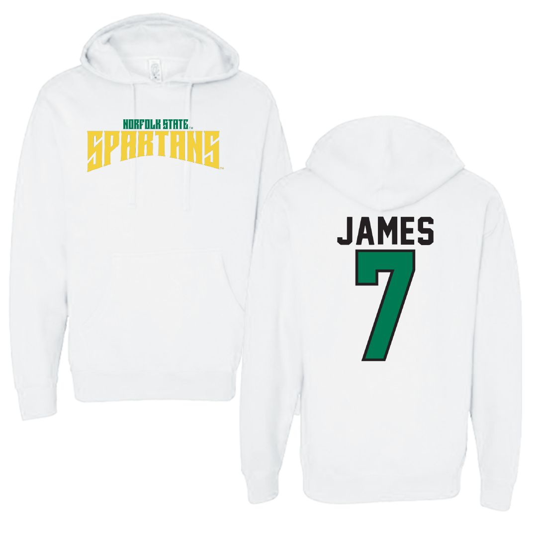 Norfolk State University Football White Classic Hoodie - #7 Nolan James