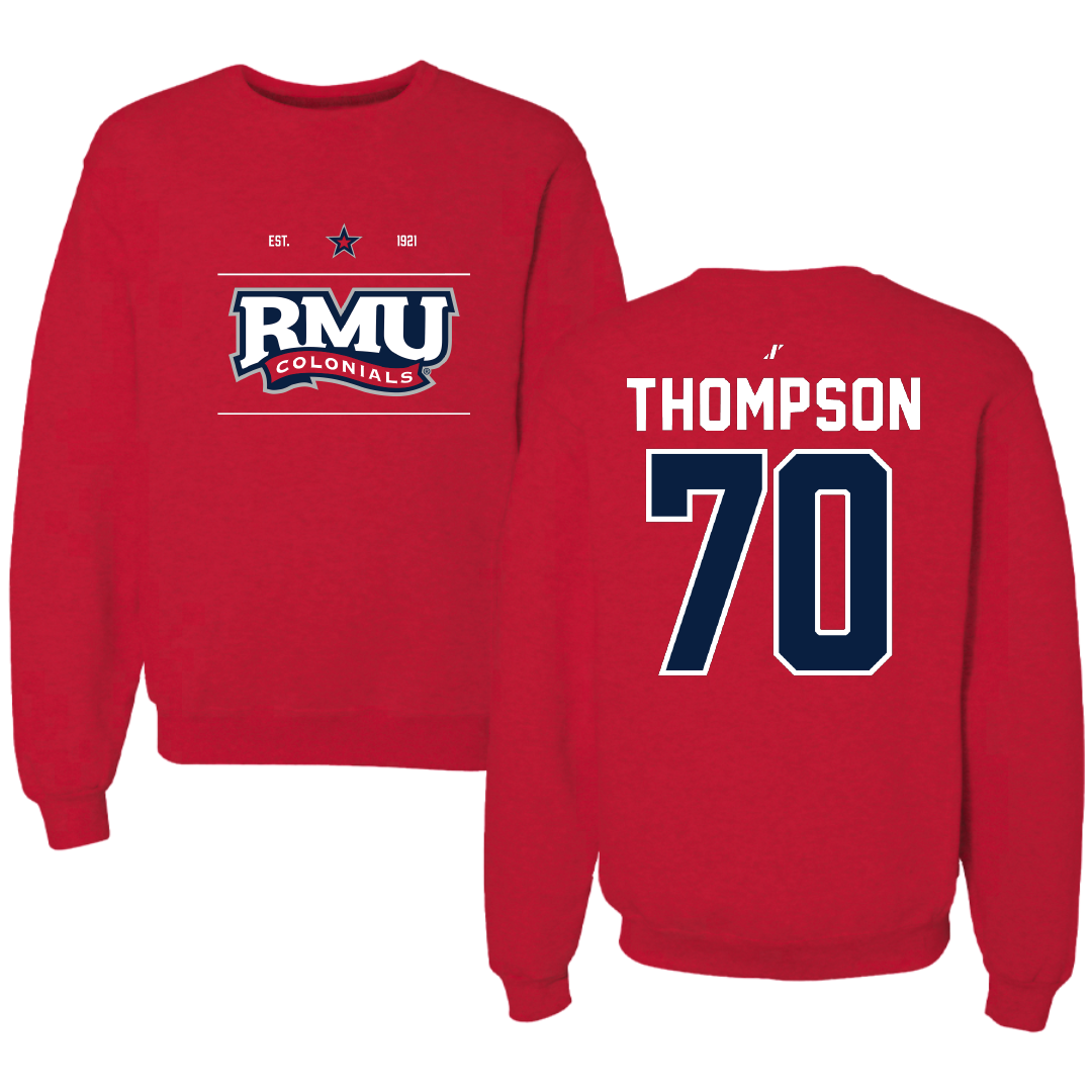 Robert Morris University Football Red General Crewneck - #70 Dante Thompson