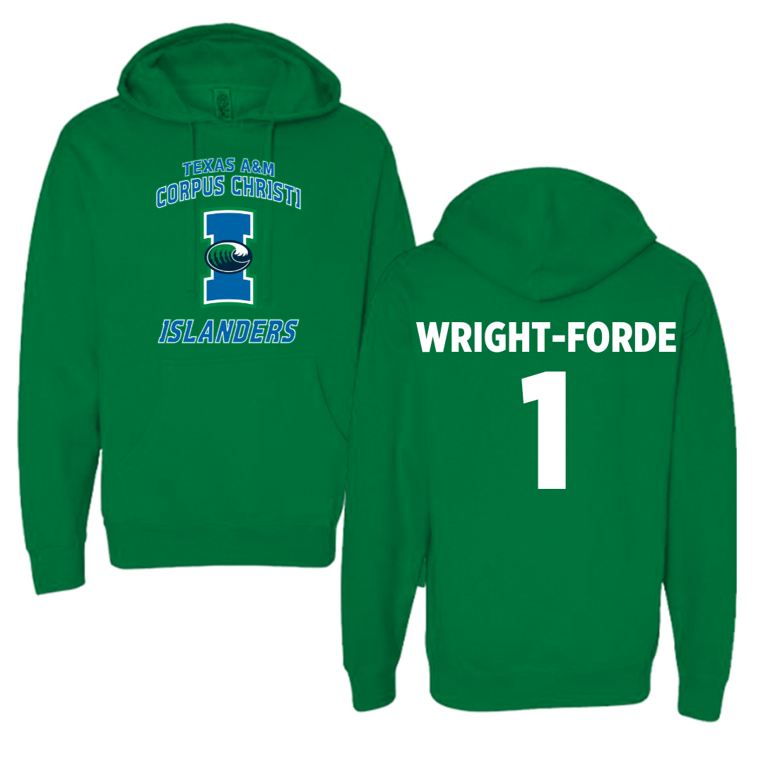 Texas A&M University-Corpus Christi Basketball Green Hoodie - #1 Dian Wright-Forde