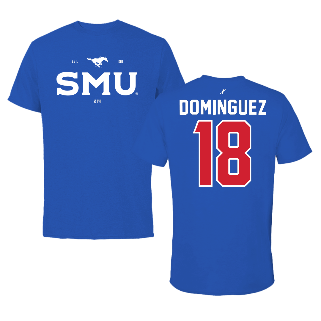 Southern Methodist University Soccer Blue General Tee - #18 Martin Dominguez