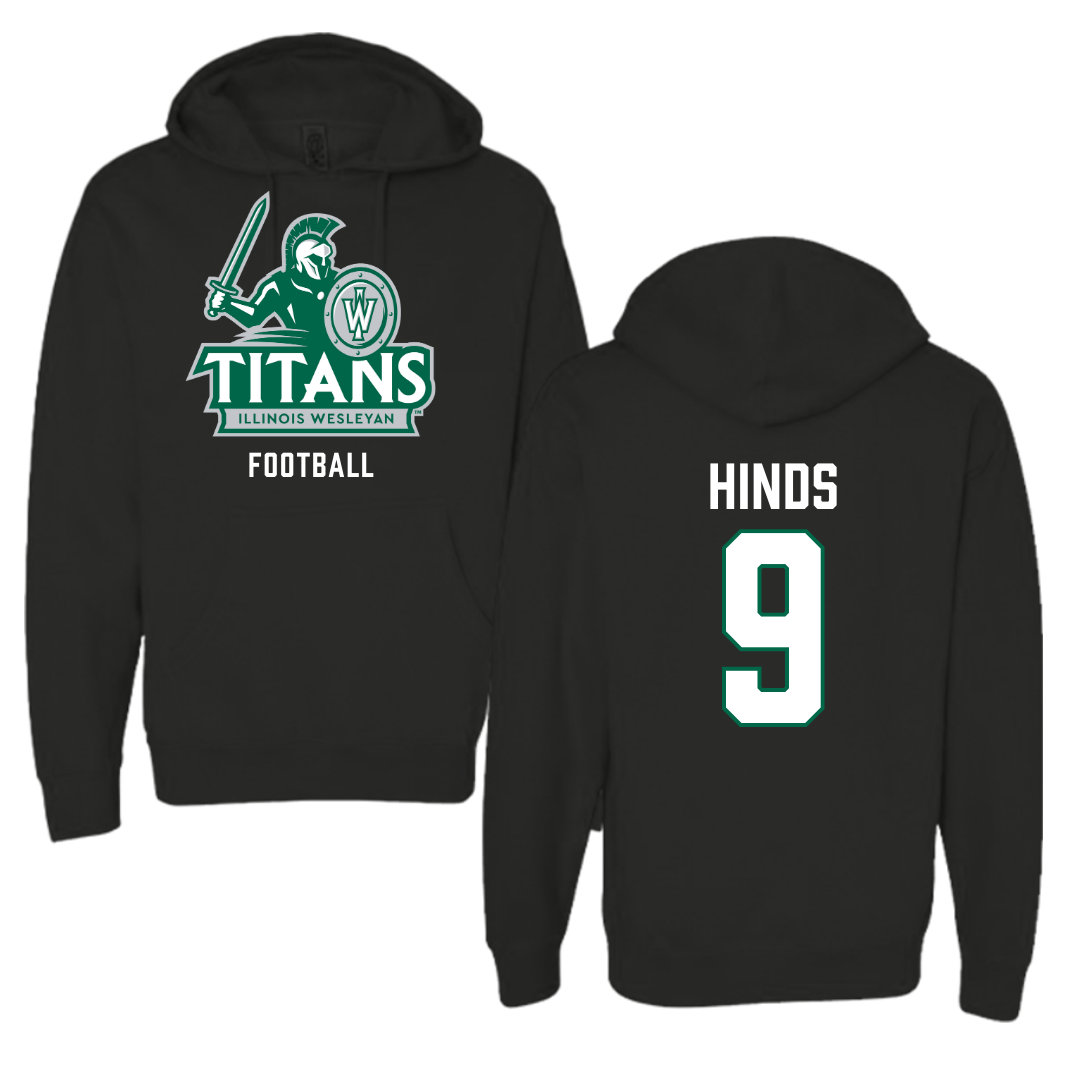 Illinois Wesleyan University Football Black Hoodie - #9 Zach Hinds