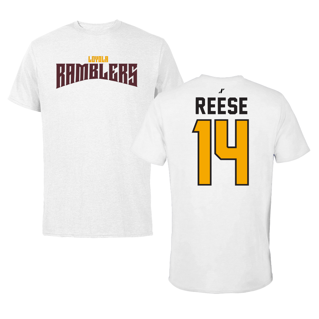 Loyola University-Chicago Basketball White Classic Performance Tee - #14 Caleb Reese