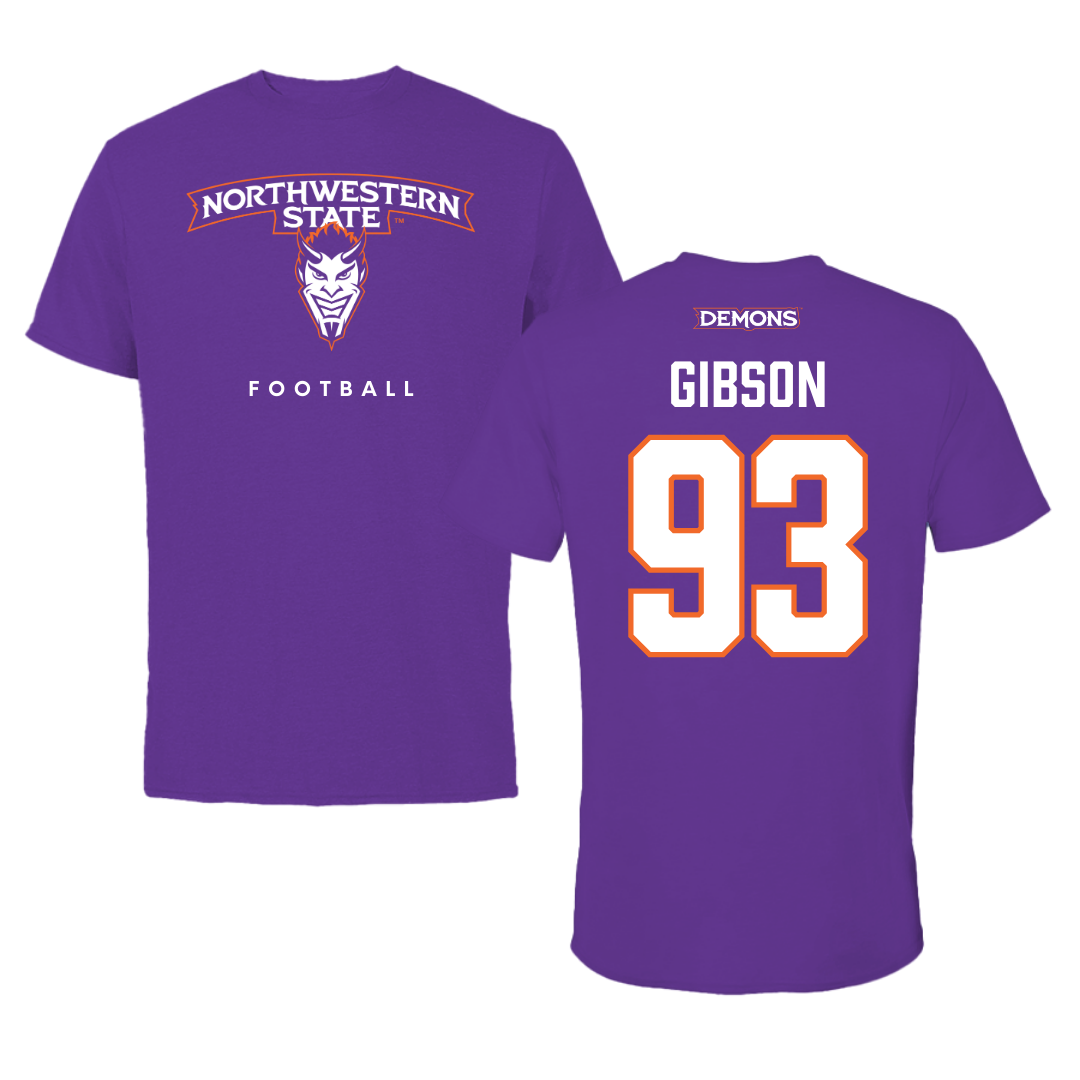 Northwestern State University Football Purple Mascot Performance Tee - #93 Ray Gibson