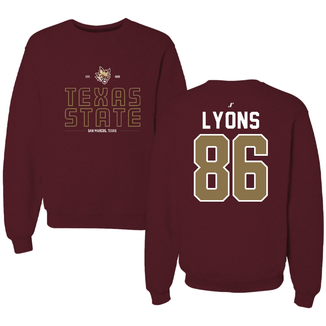 Texas State University Football Maroon General Crewneck - #86 Titus Lyons
