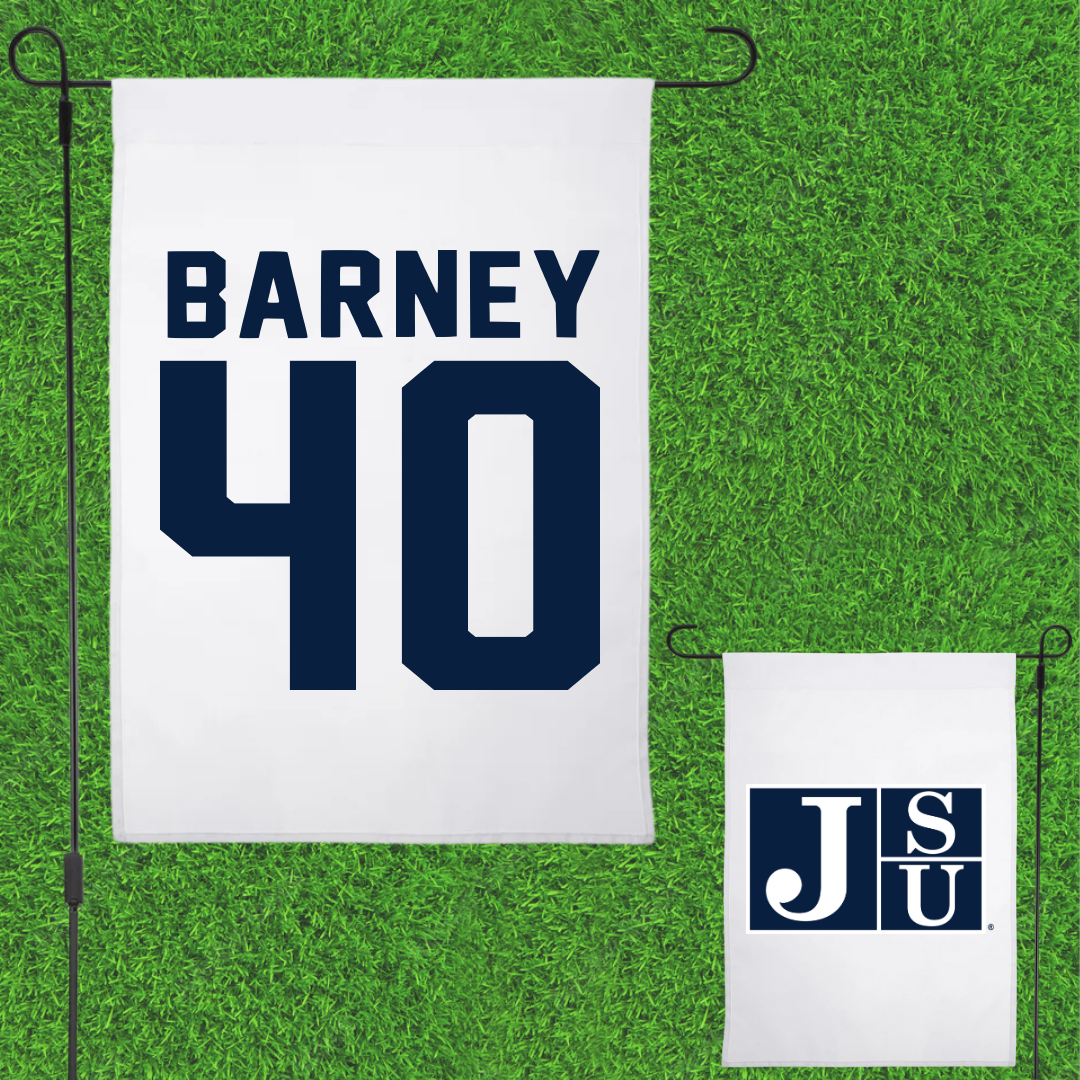 Jackson State University Football White Garden Flag - #40 Braxton Barney
