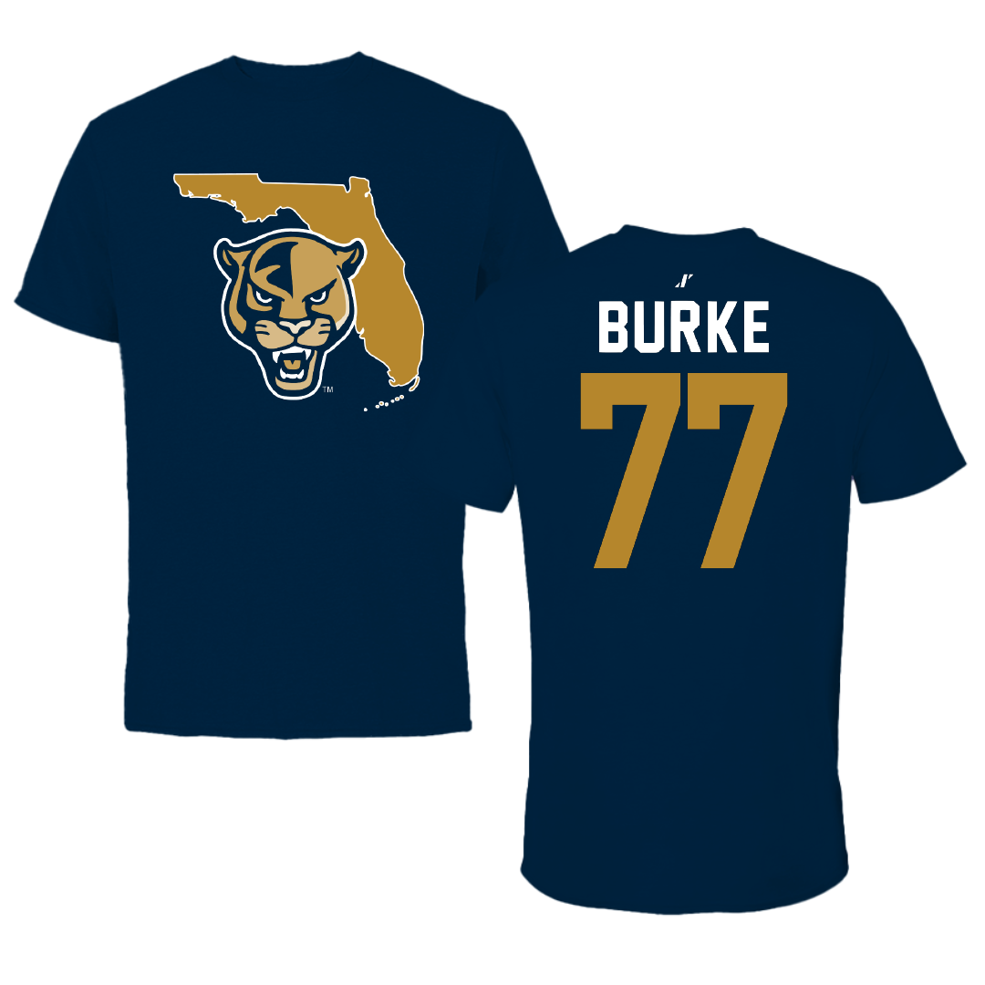 Florida International University Football Navy State Performance Tee - #77 Travis Burke