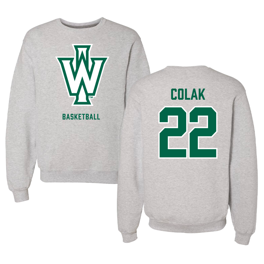 Illinois Wesleyan University Basketball Gray Crewneck - #22 Karlo Colak