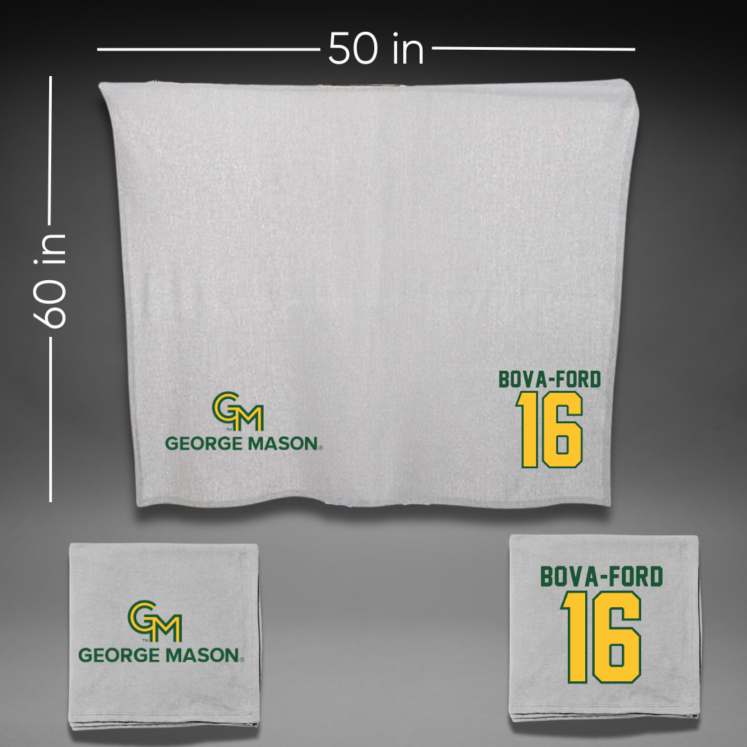 George Mason University Volleyball Gray Blanket - #16 Damiana Bova-Ford