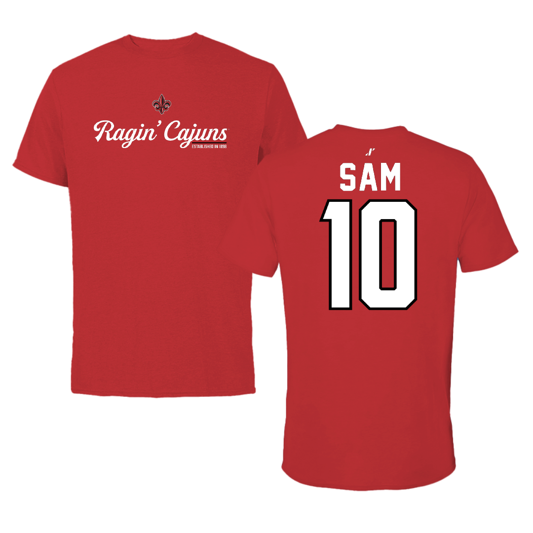 University of Louisiana at Lafayette Basketball Red General Performance Tee - #10 Aasia Sam