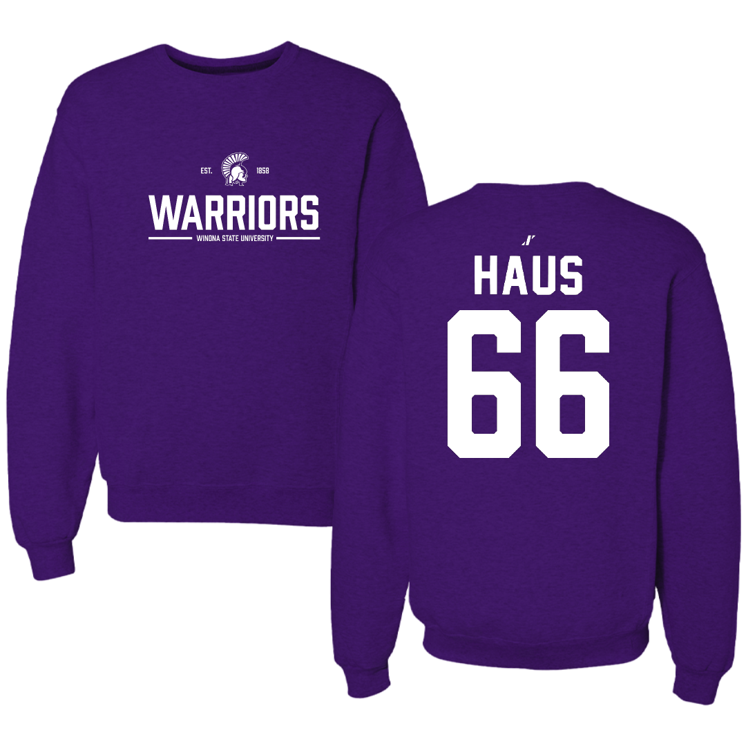 Winona State University Football Purple General Crewneck - #66 Blake Haus