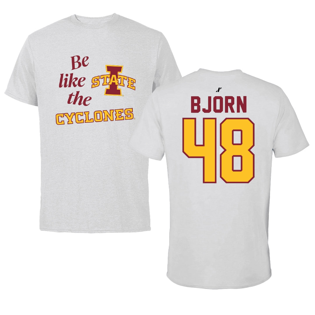 Iowa State University Football Light Gray Be Like Us Tee - #48 Jack Bjorn