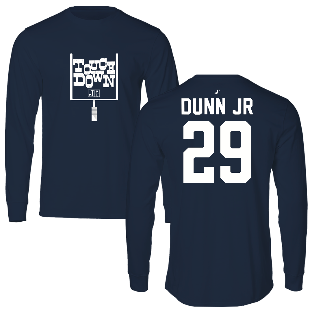 Jackson State University Football Navy Touchdown Performance Long Sleeve - #29 Frankie Dunn Jr