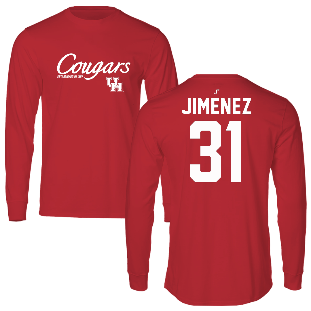 University of Houston Baseball Red General Performance Long Sleeve - #31 Kenneth Jimenez
