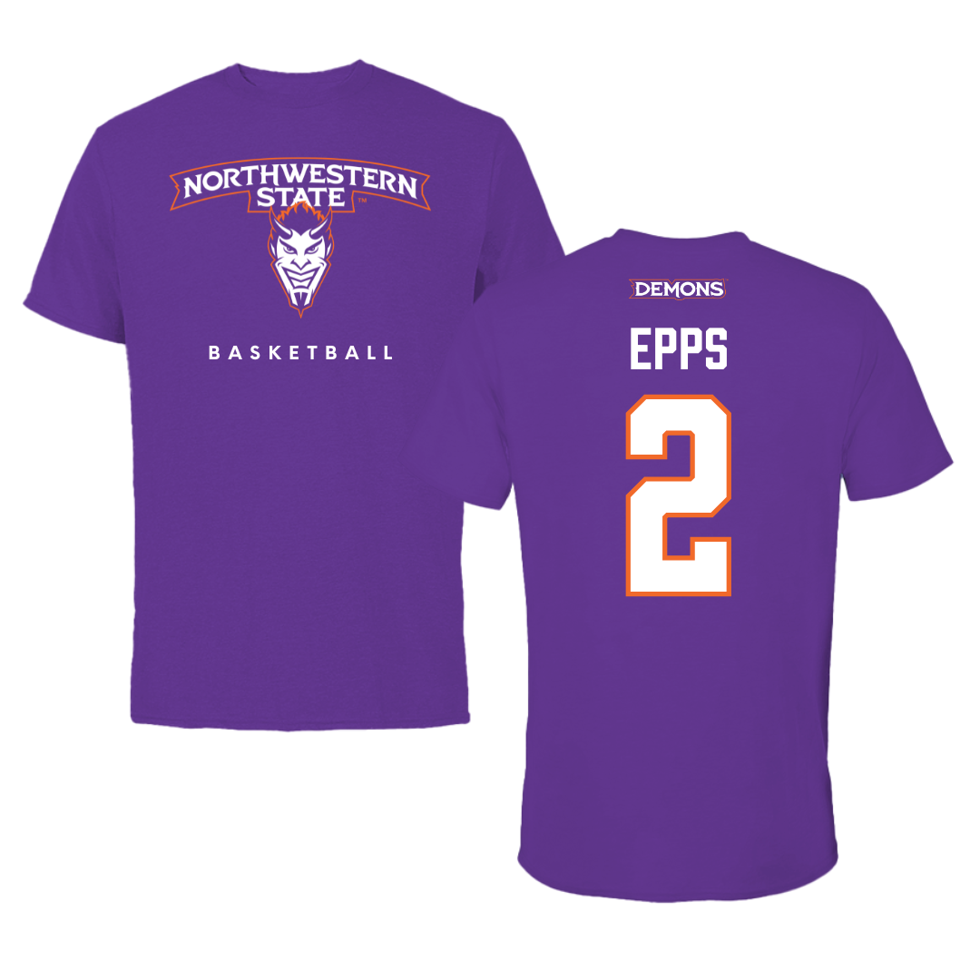 Northwestern State University Basketball Purple Mascot Tee - #2 Jamison Epps