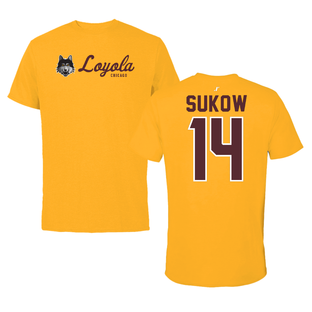 Loyola University-Chicago Soccer Gold General Performance Tee - #14 Jason Sukow
