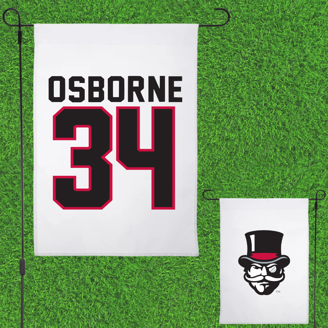 Austin Peay State University Football White Garden Flag - #34 Jahlin Osborne