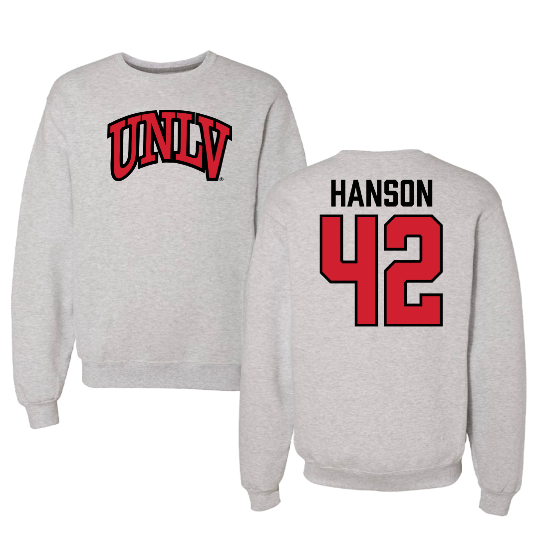 University of Nevada-Las Vegas Baseball Gray Crewneck - #42 Jordan Hanson