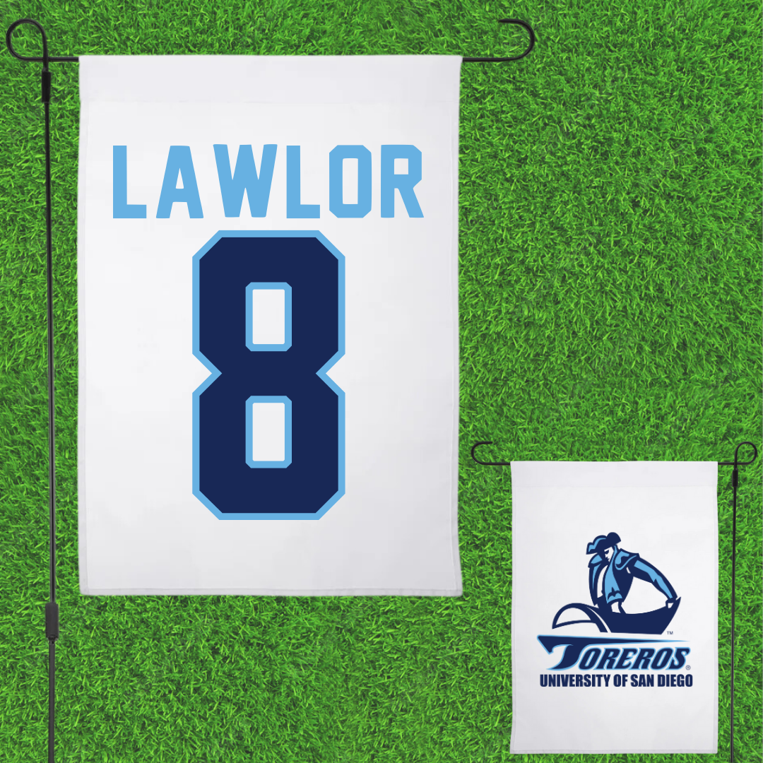 University of San Diego Football White Garden Flag - #8 Conor Lawlor