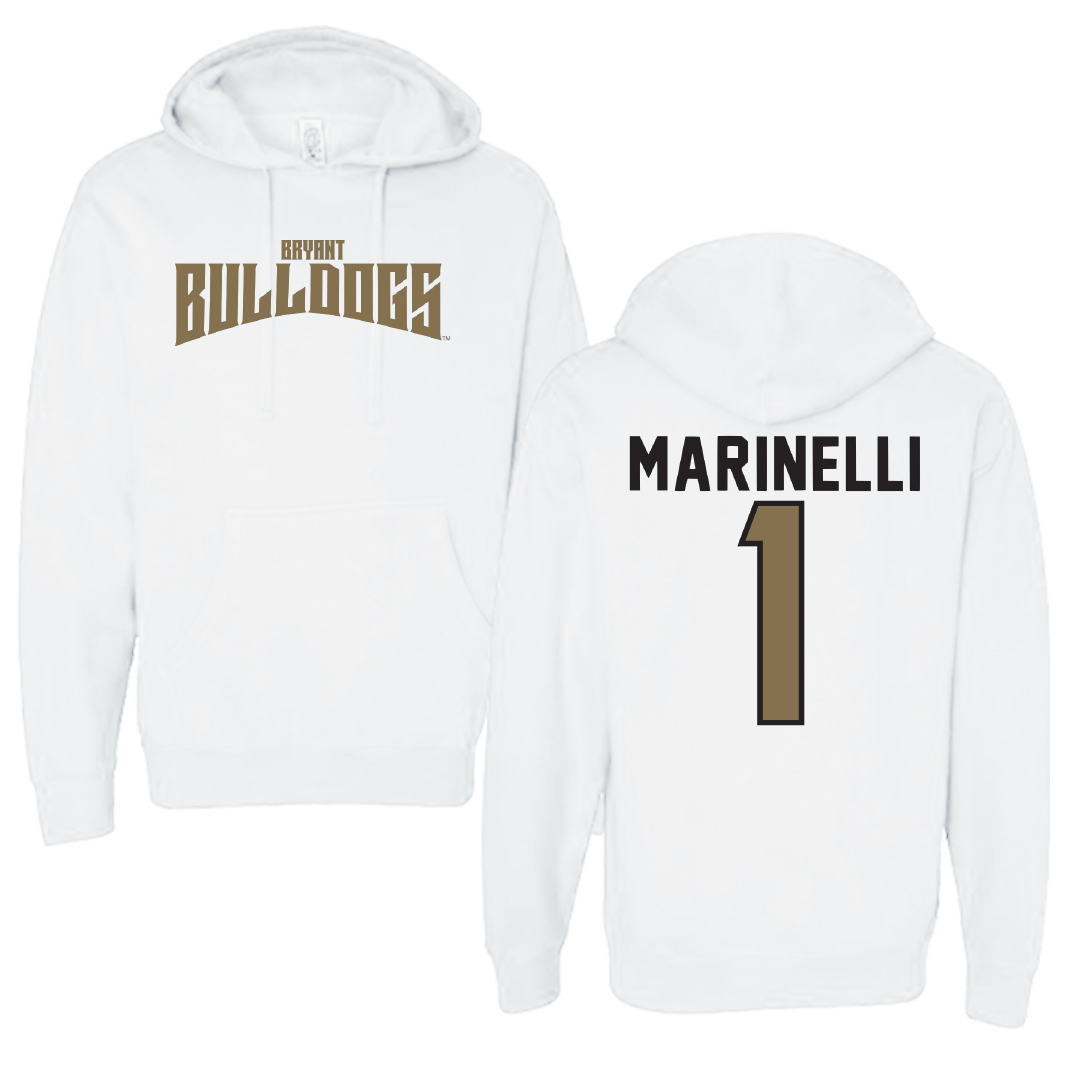 Bryant University Soccer White Classic Hoodie - #1 Luca Marinelli