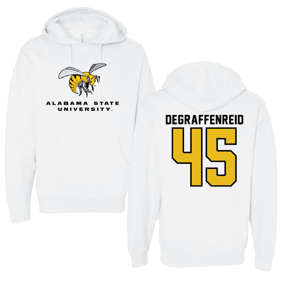 Alabama State University Football White Block Hoodie - #45 Grant DeGraffenreid