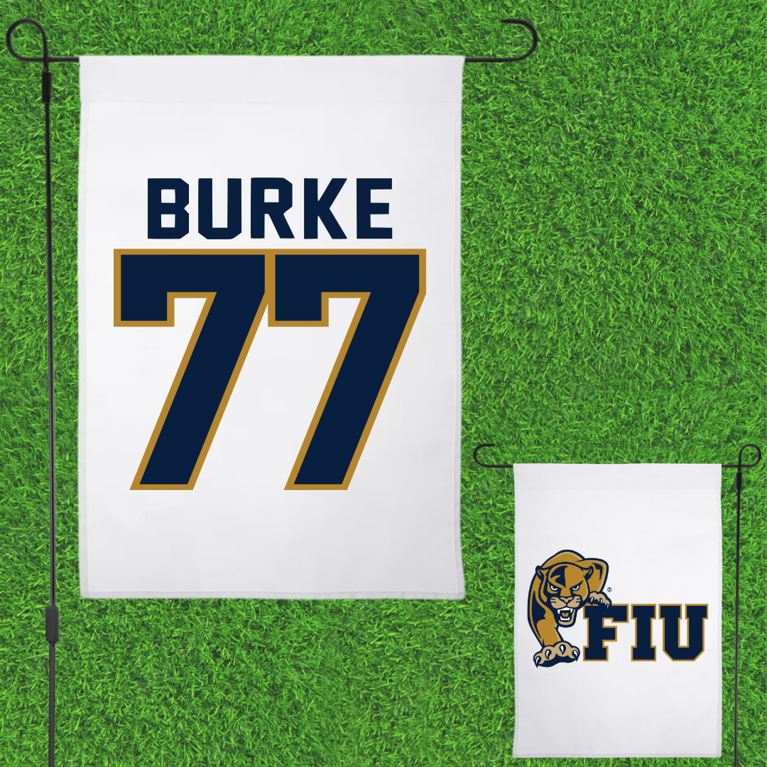 Florida International University Football White Garden Flag - #77 Travis Burke