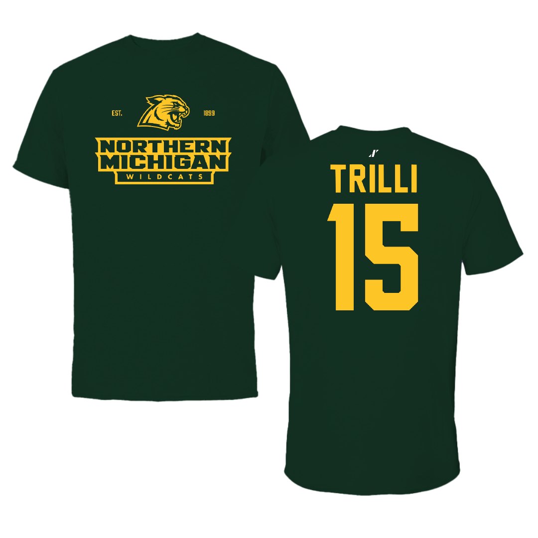 Northern Michigan University Basketball Forest Green General Tee - #15 Brandon Trilli