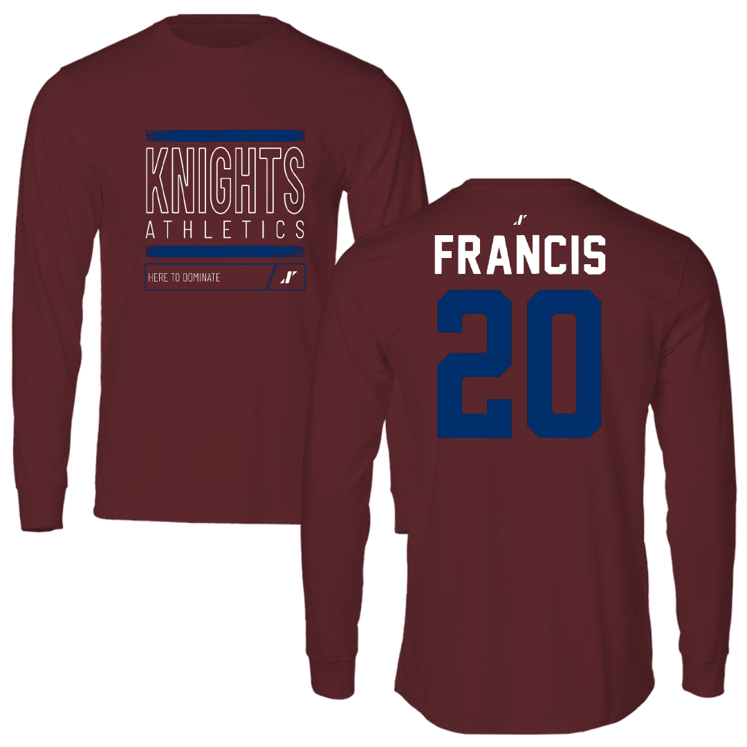 Fairleigh Dickinson University-Metropolitan Campus Basketball Maroon Dominate Long Sleeve - #20 Davin Francis