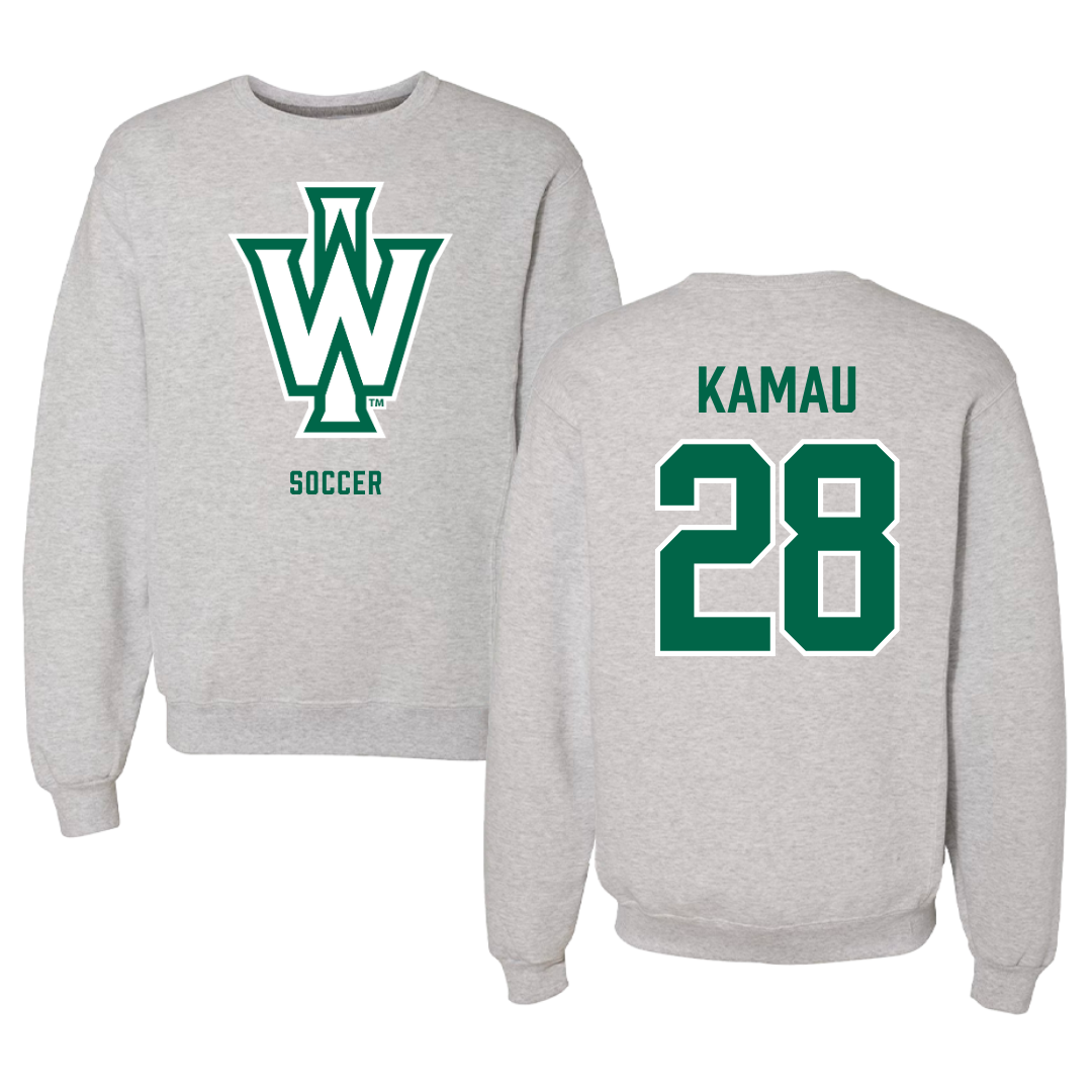 Illinois Wesleyan University Soccer Gray Crewneck - #28 Kalabi Kamau