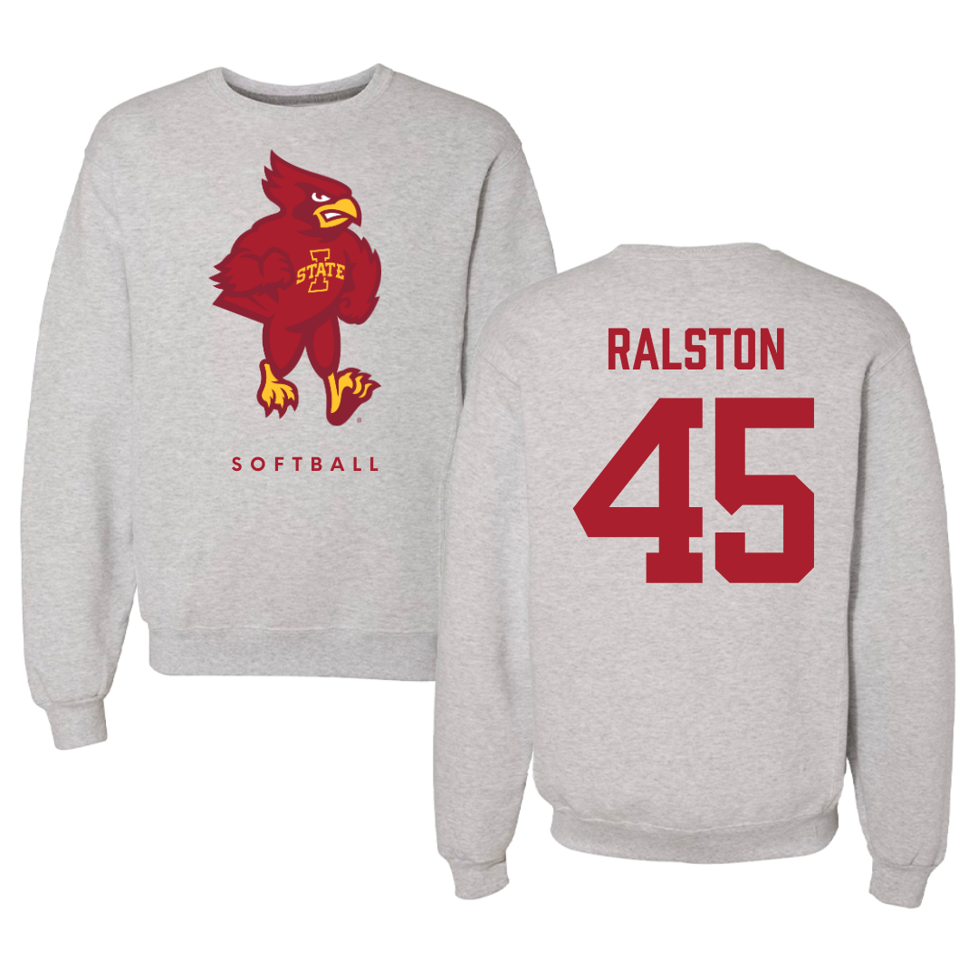 Iowa State University Softball Gray Crewneck - #45 Jaiden Ralston