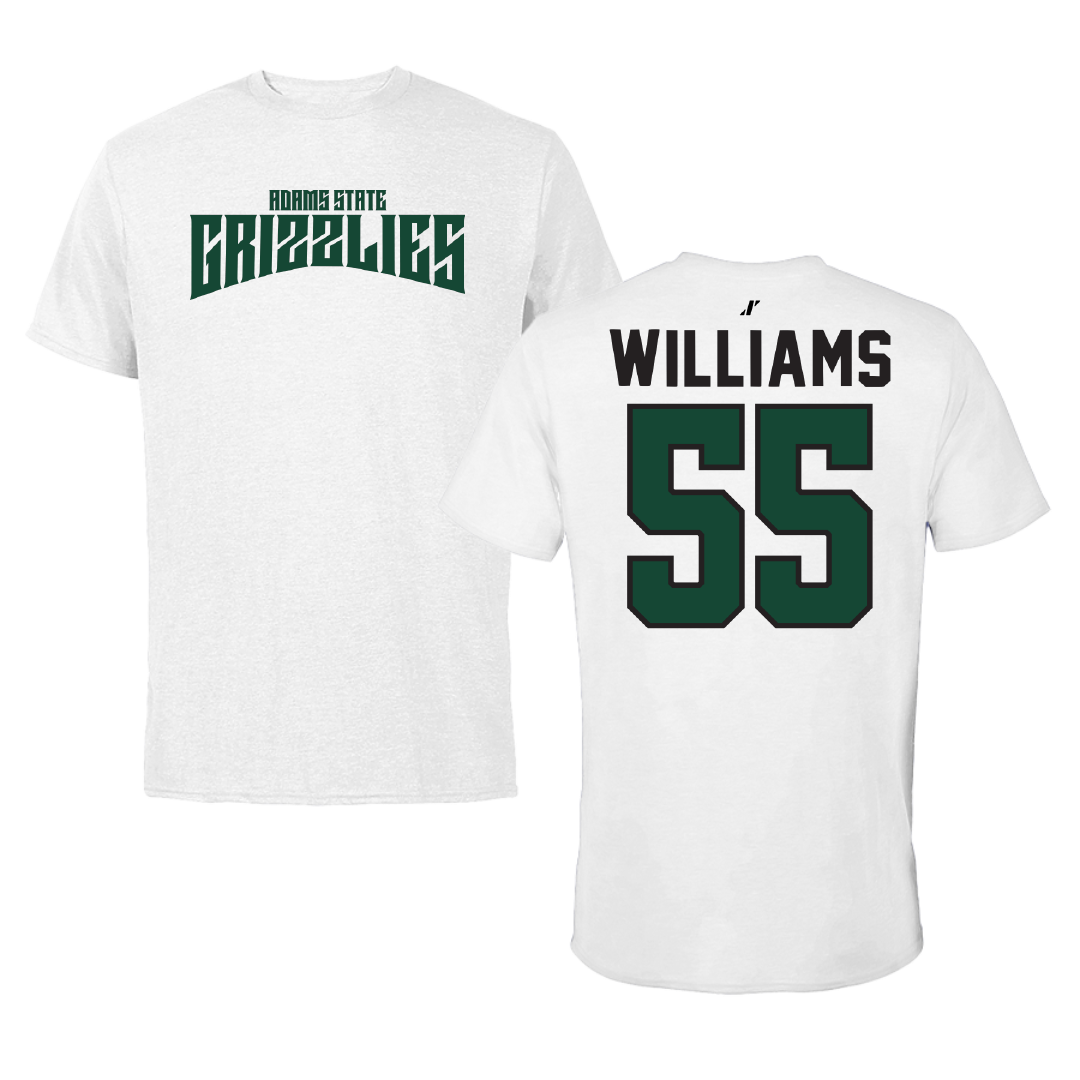 Adams State University Football White Classic Tee - #55 Quincy Williams