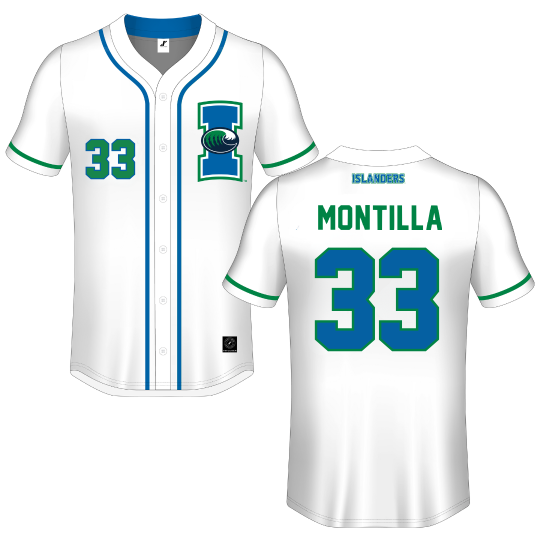 Texas A&M University-Corpus Christi White Button-Down Jersey - #33 Monee Montilla
