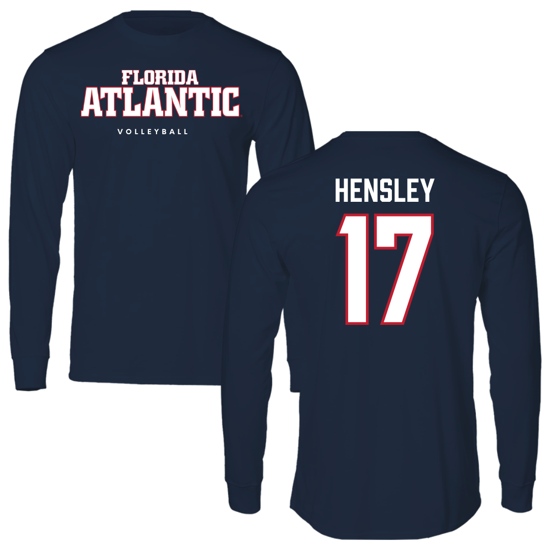 Florida Atlantic University Volleyball Navy Block Performance Long Sleeve - #17 Victoria Hensley