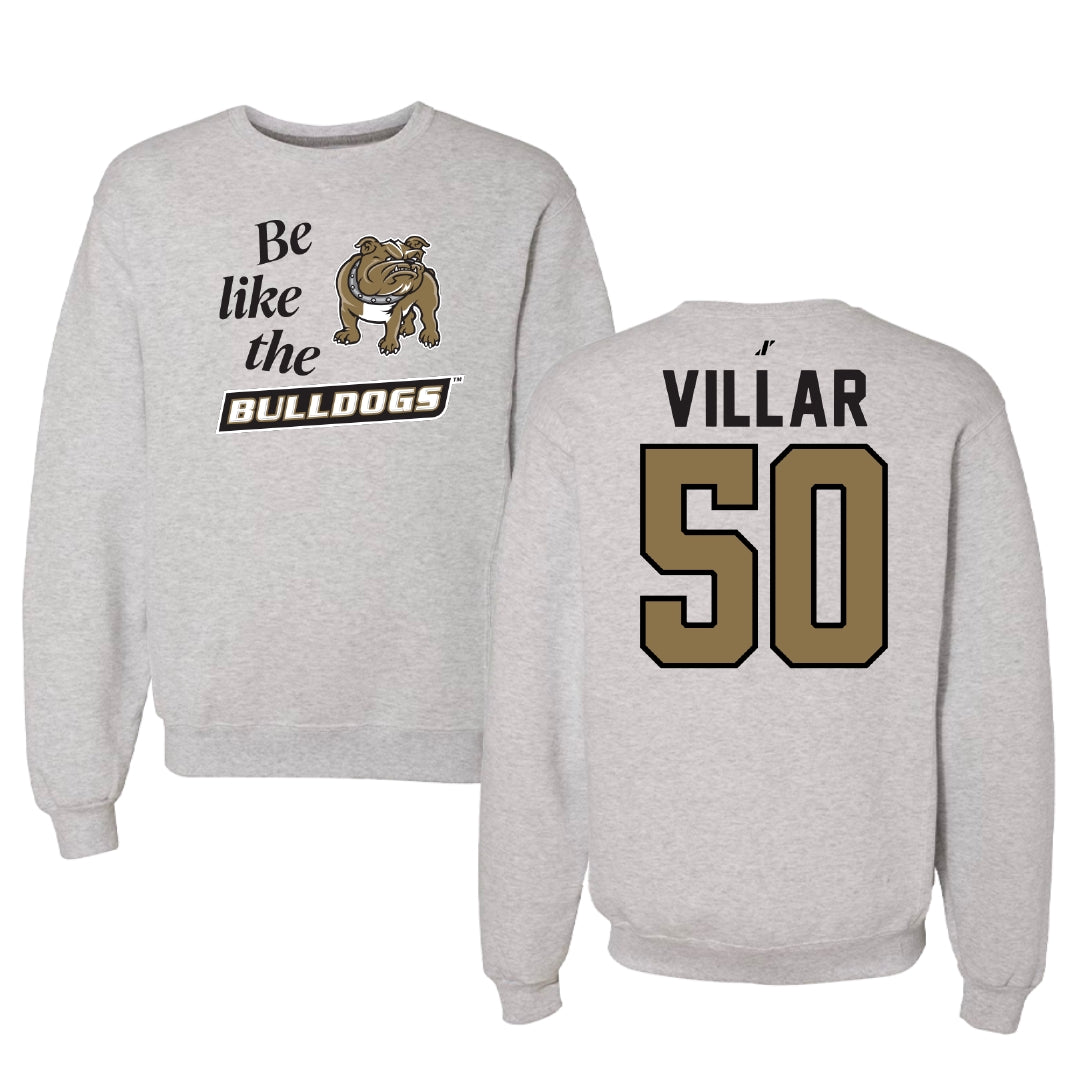 Bryant University Football Light Gray Be Like Us Crewneck - #50 Maximus Villar