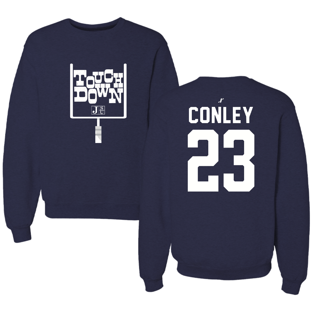 Jackson State University Football Navy Touchdown Crewneck - #23 Kierrie Conley