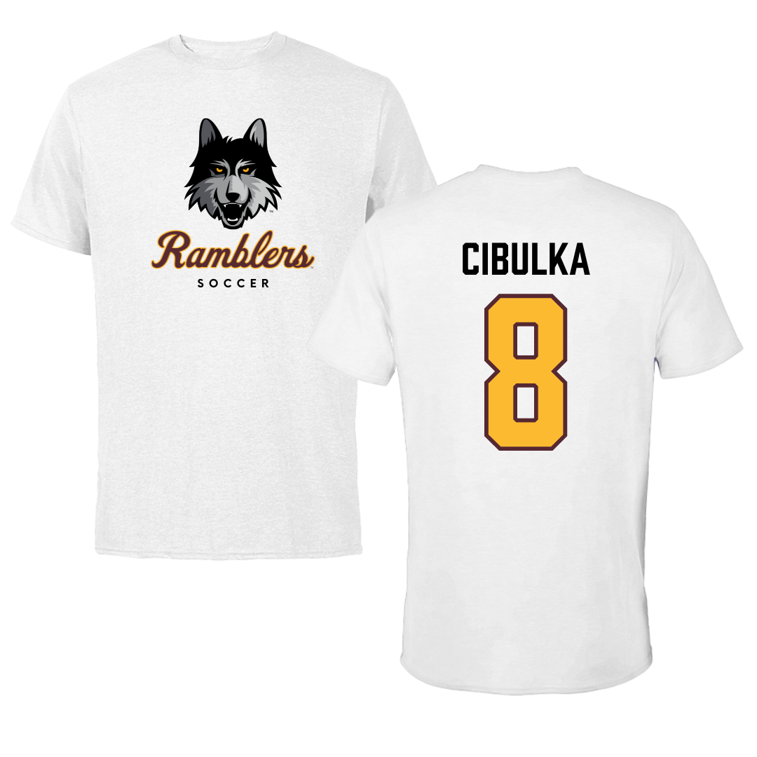 Loyola University-Chicago Soccer White Ramblers Performance Tee - #8 Jaimee Cibulka
